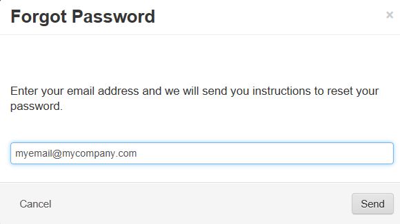 "Forgot Password" pop-up window