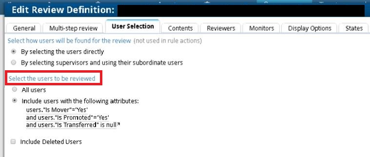 Review Definition - User Selection