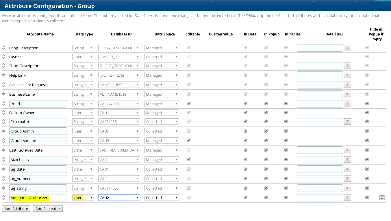 Group Attribute Configuration