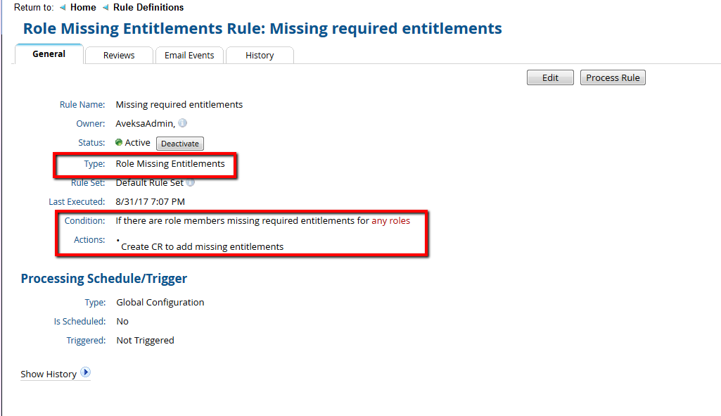 Missign entitlement rule