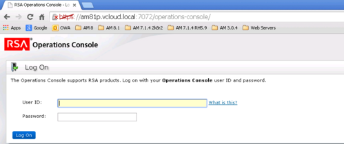 Operations Console login