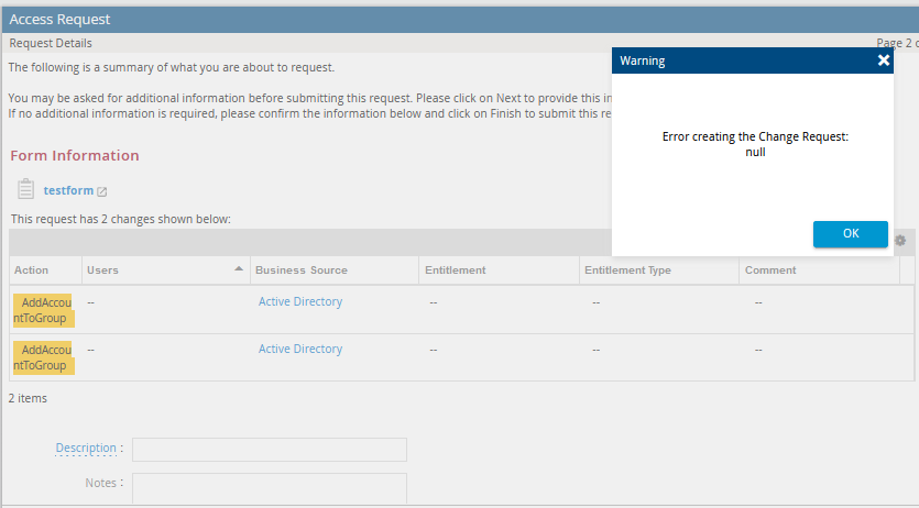 Error when submitting form