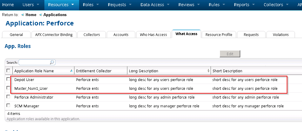 Notice the filter %_User applied the descriptions to an application role with User in the name but no underscore.