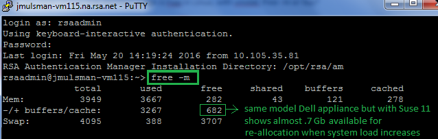 free -m buffers/cache from 4G