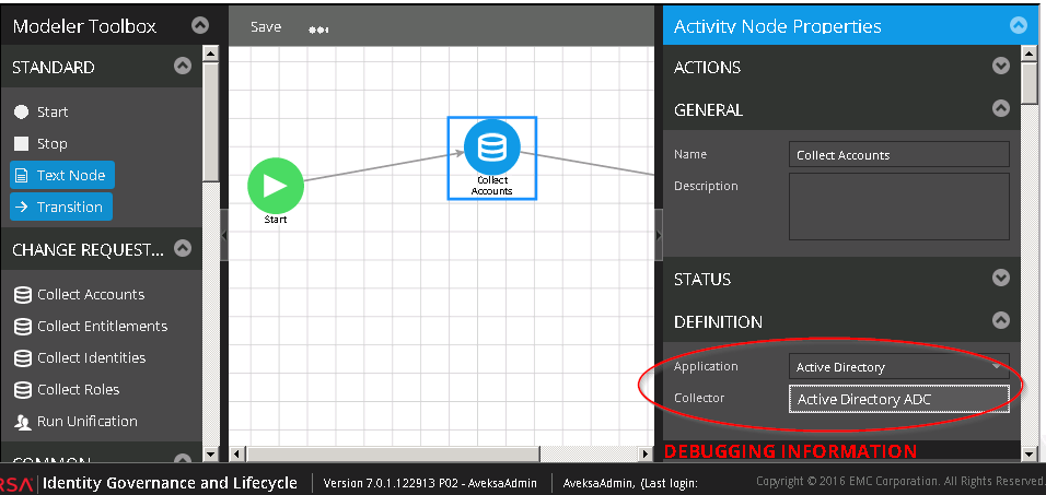 Notice the display background for the collector specified in the workflow collect node is gray.