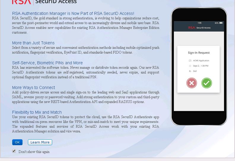 Security Console Pop-up message