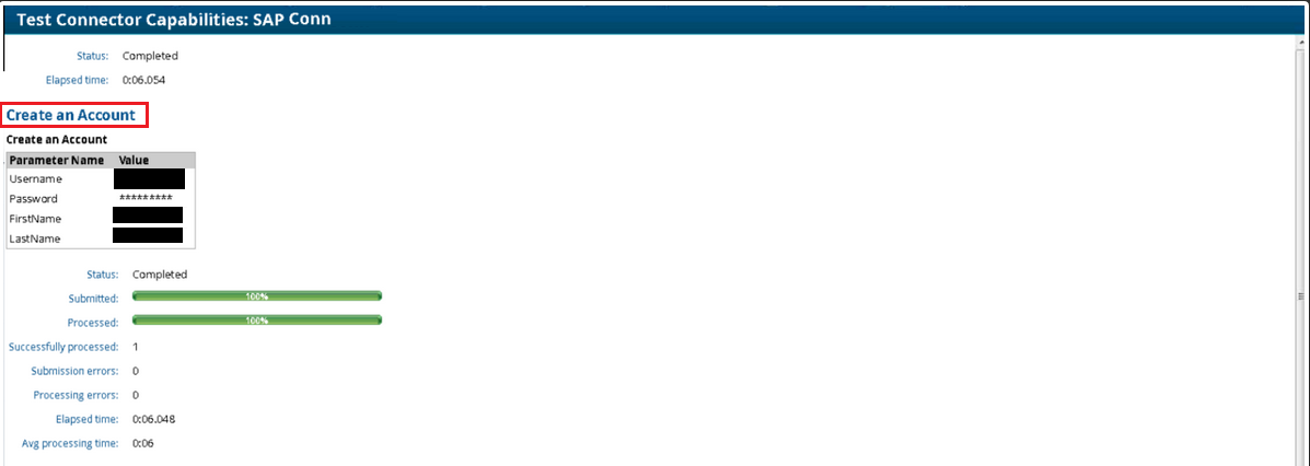AFX SAP Connector Test Capability Result