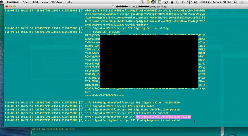 Cert validation failed
