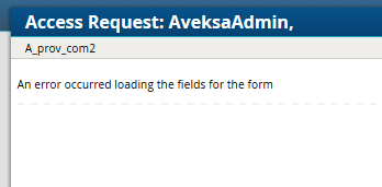 An error occurred loading the fields for the form
