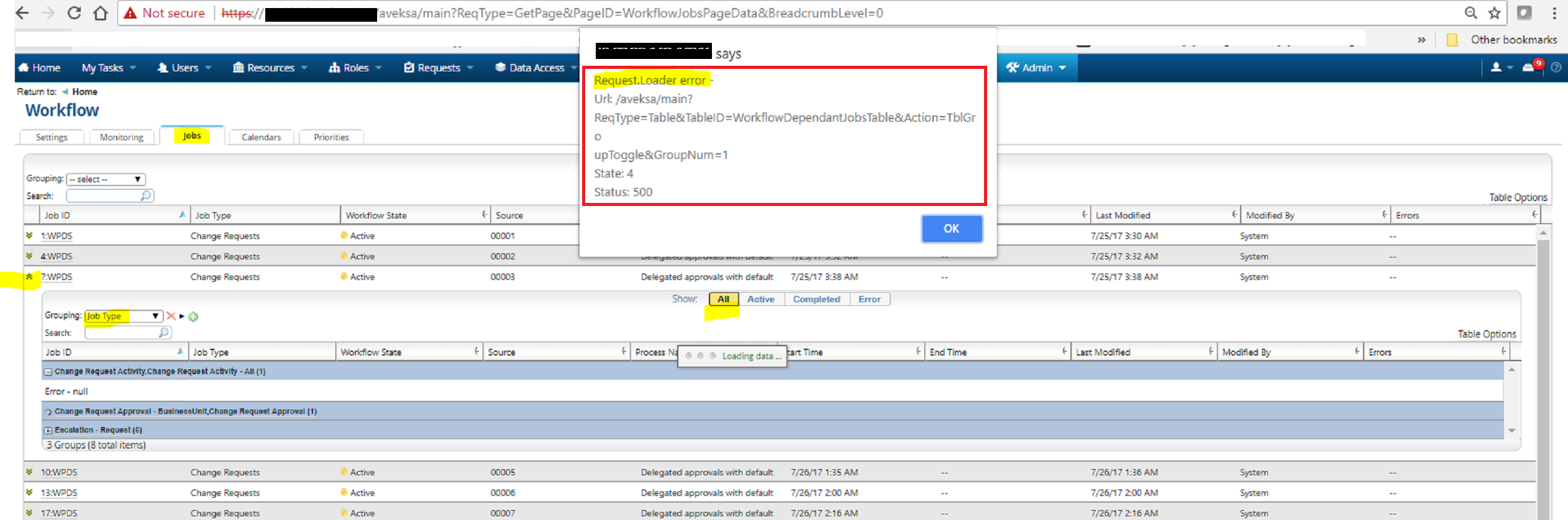 Request.Loader error