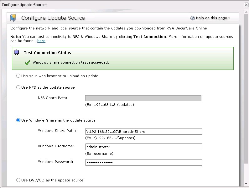 Using Windows Share as update source fails with error "mount error(13