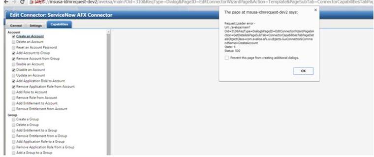 ServiceNow Connector error