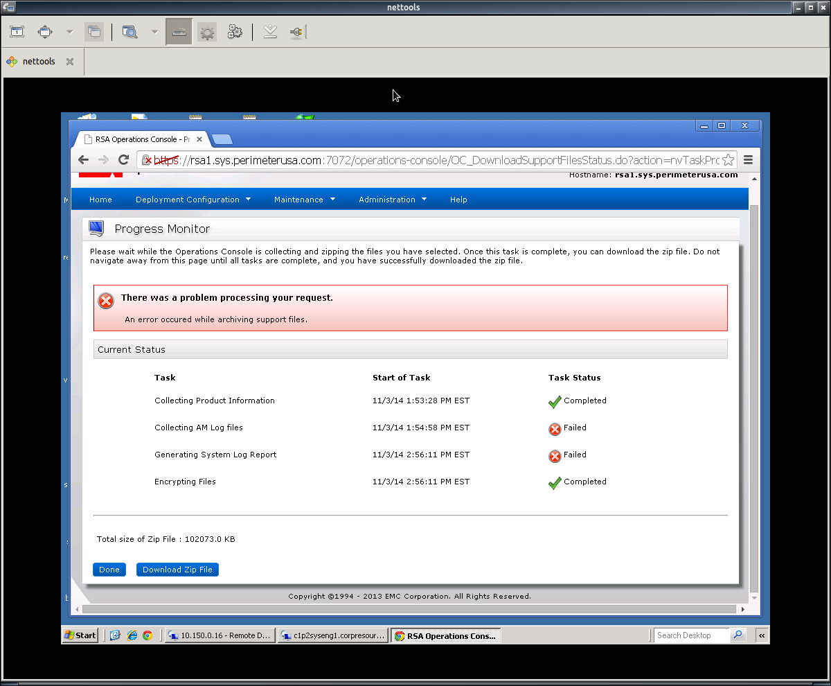 Fialed downloading troubleshooting logs.