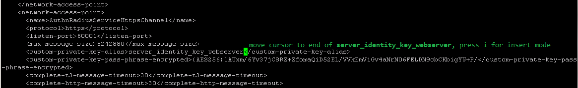 vi_config_xml_server_identity_key insert mode to delete