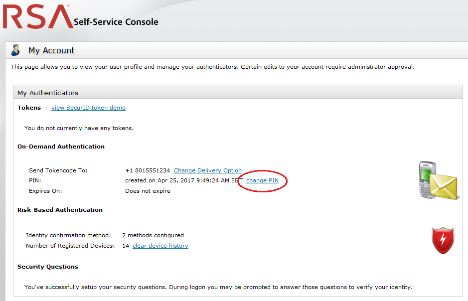 How Do I Reset The On Demand Authentication Oda Pin For My Rsa