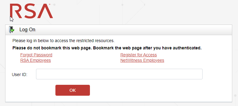 The RSA Community login prompt