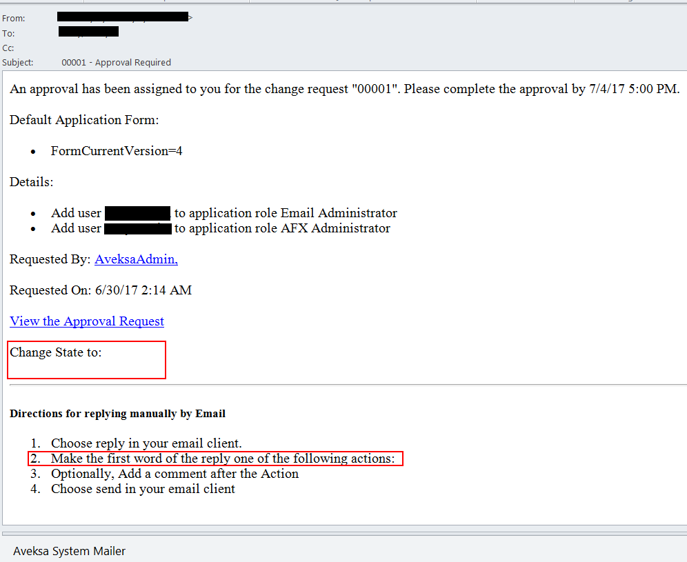Approval Request email received