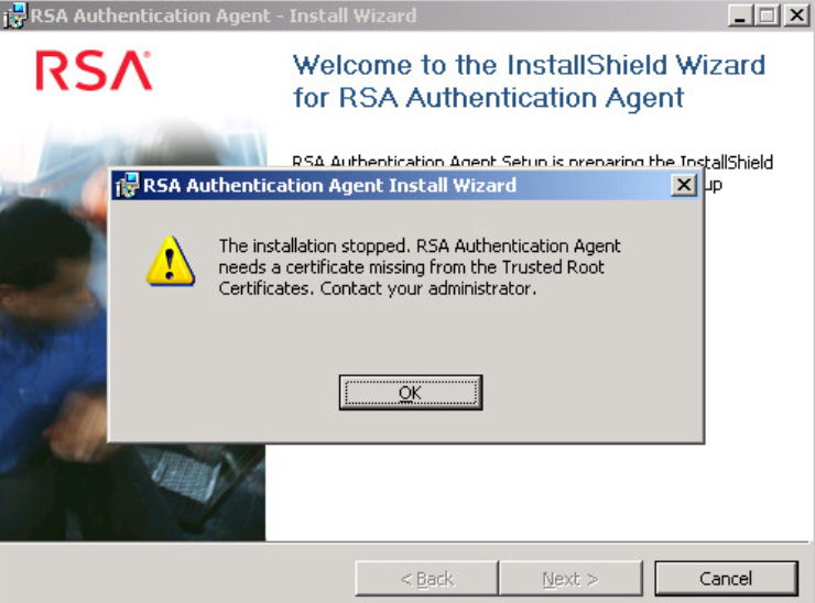 Certificate missing from the trusted root certificates during ...