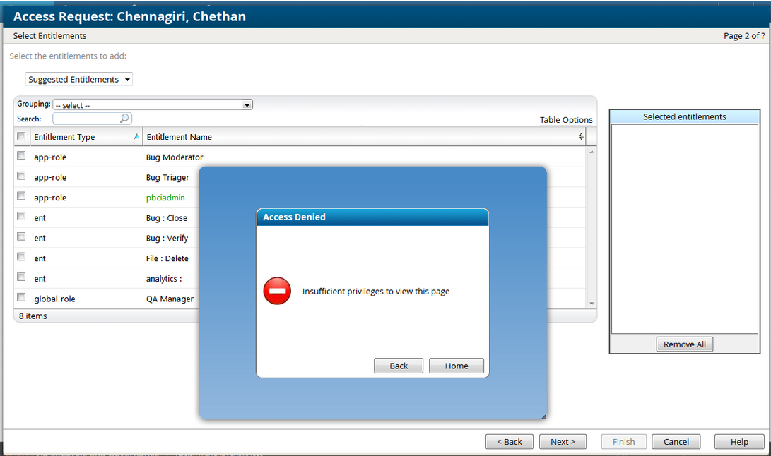 Access denied insufficient privileges error when clicking on