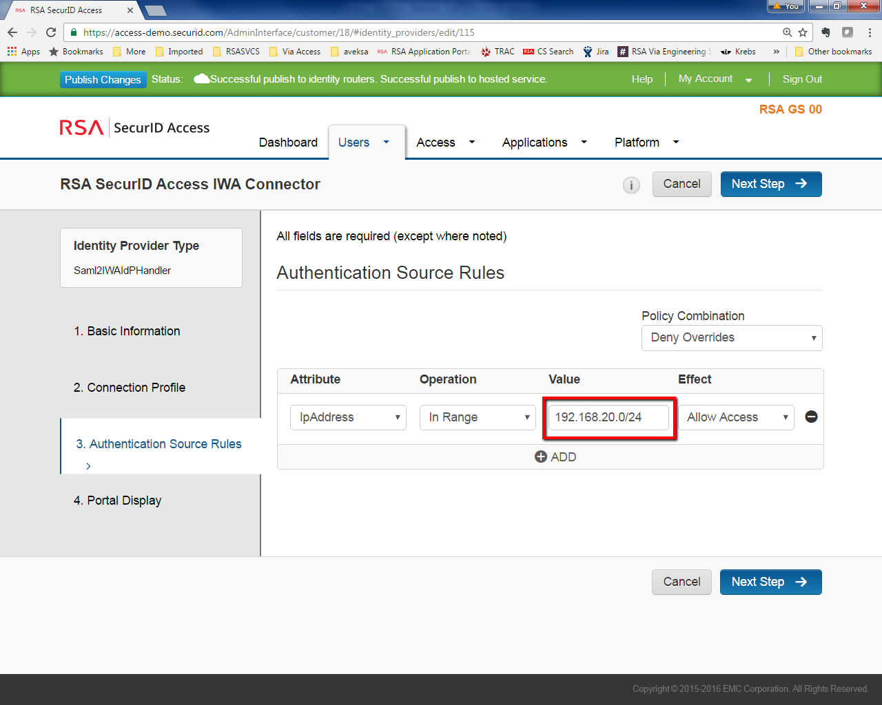 IWA IP Range using CIDR notation