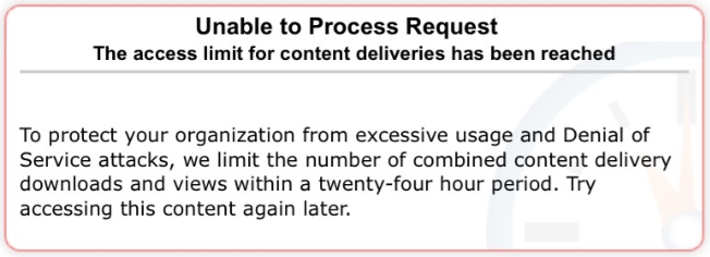 The Unable to Process Request error that displays on the RSA Community