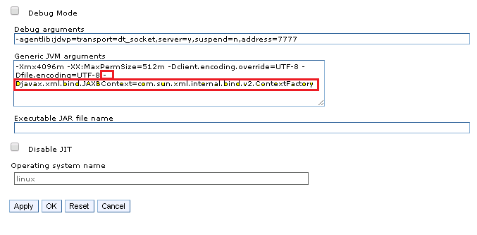 Generic JVM arguments