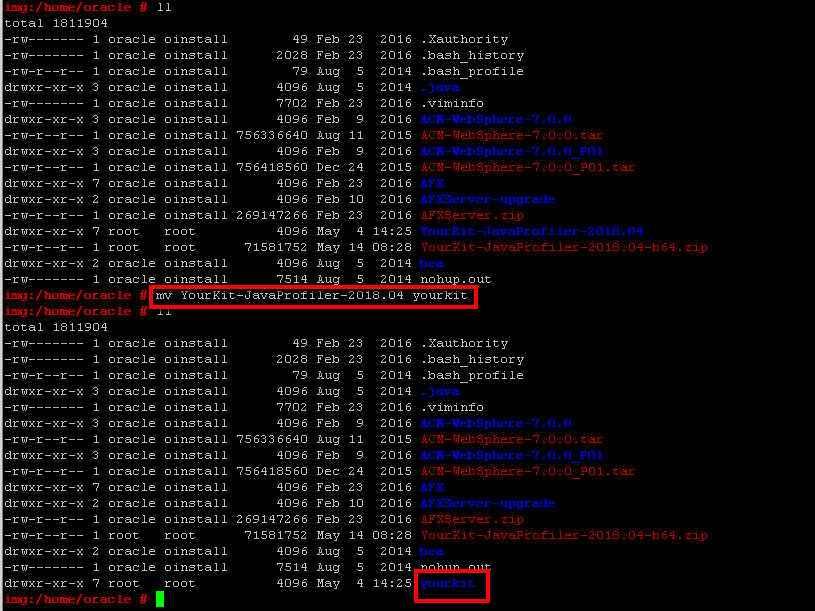 Rename folder to yourkit