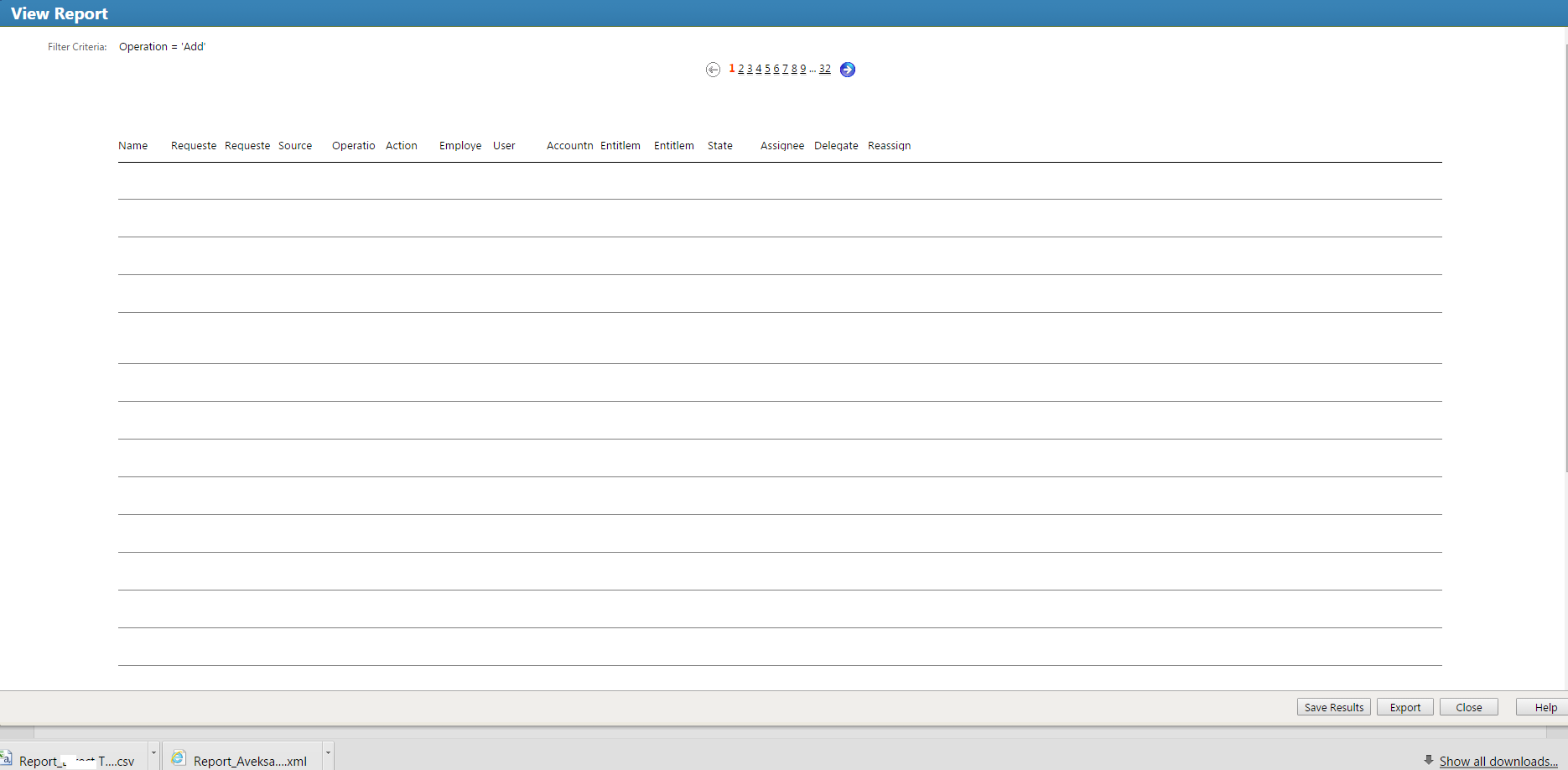 Report will all lines blank