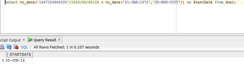 Result from SQL Query