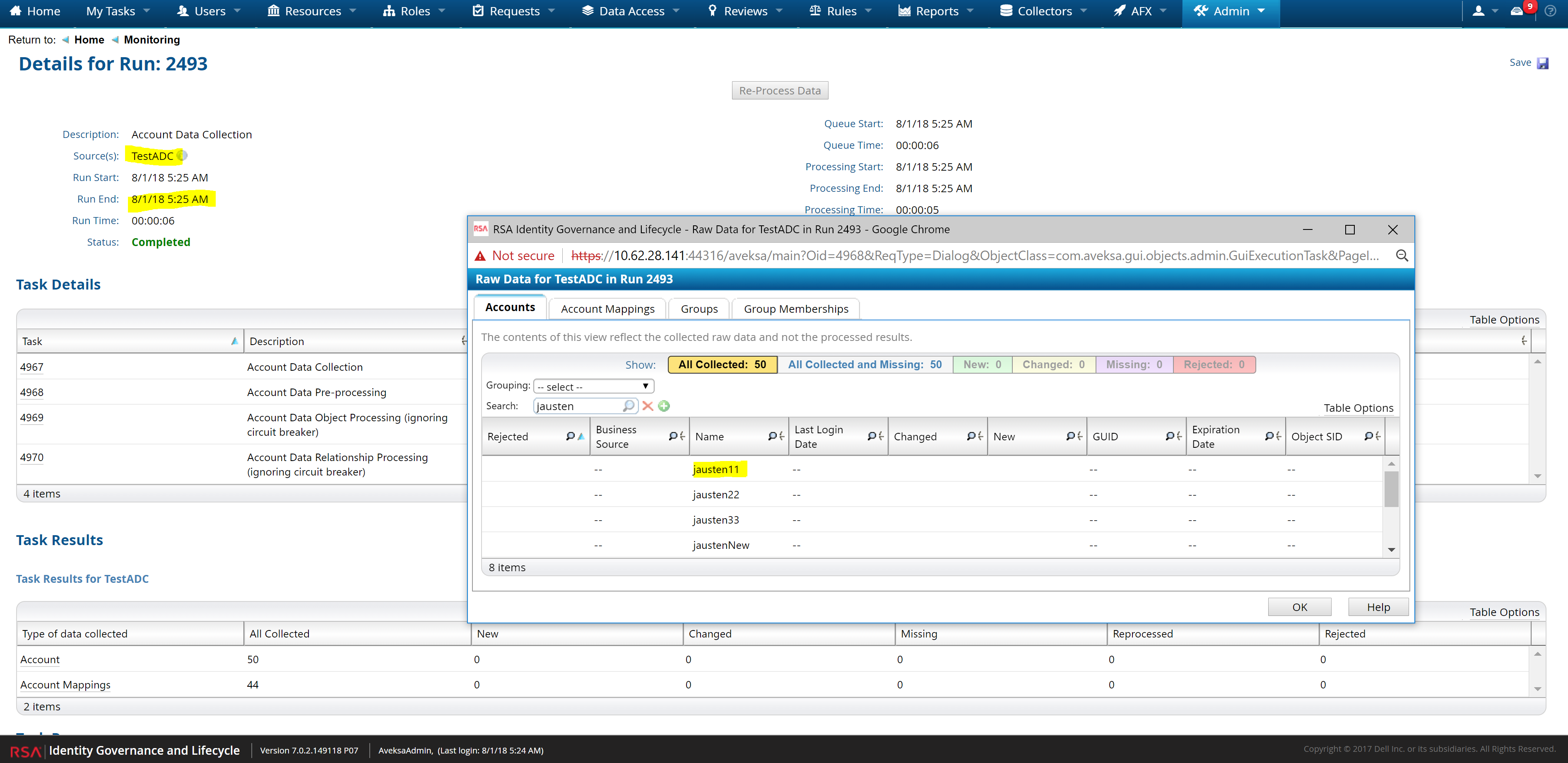 Last ADC run with no account changes