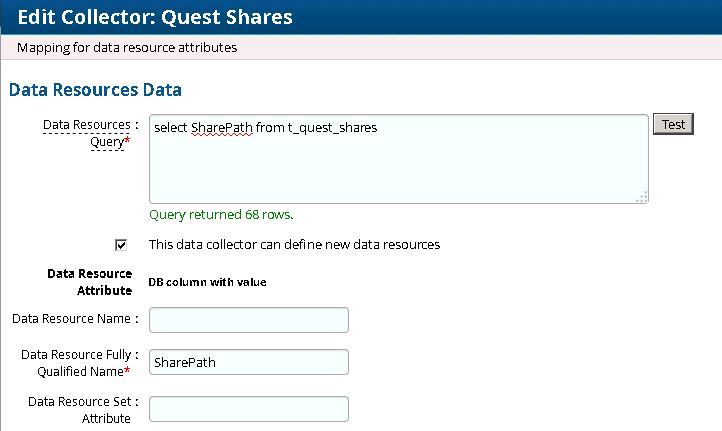 Mapping for Data Resoure Attribute Page