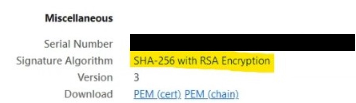 Signature Algorithm SHA-256.