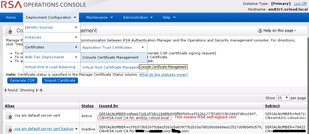 Console Certs OC