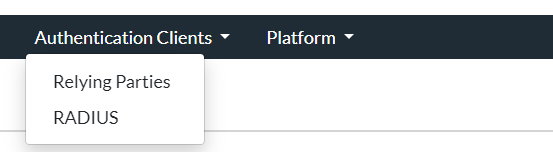 Authentication Clients menu with Relying Parties selected