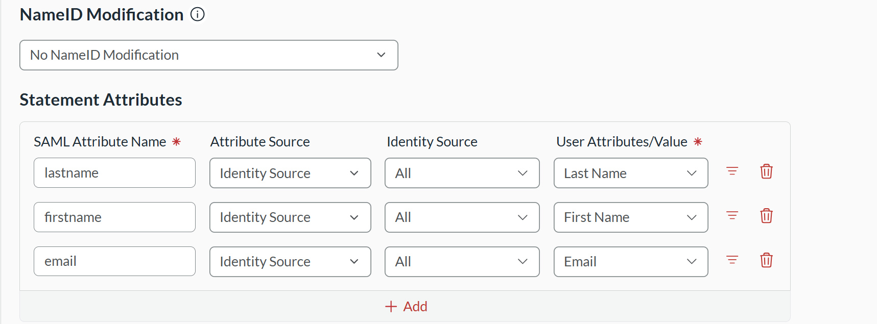 RSA NameID and Statement Attribute settings for Google Cloud Workforce Identity